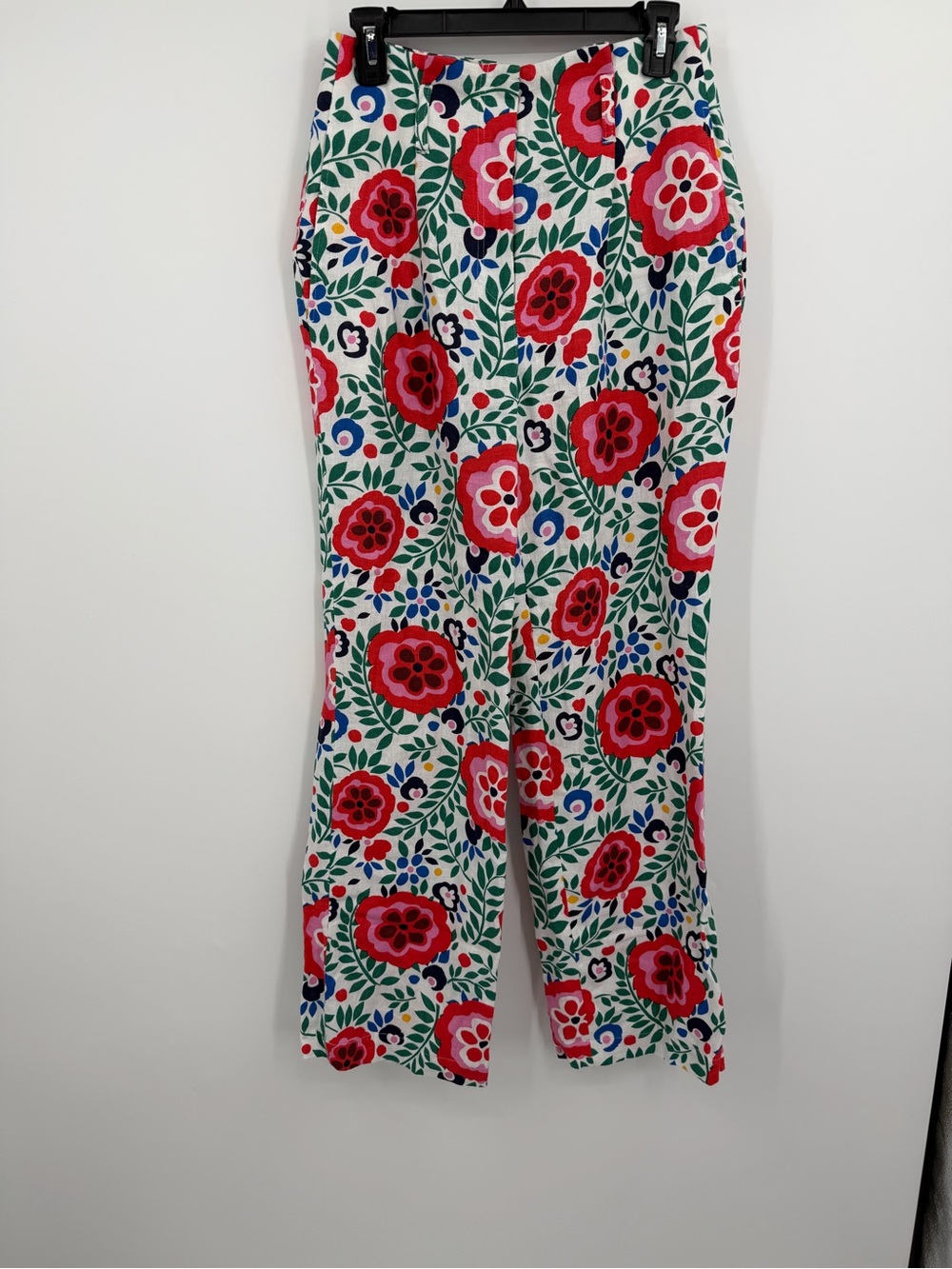 Boden Linen Wide Leg Floral Print Pants US 6 Folk Floral 100% Linen